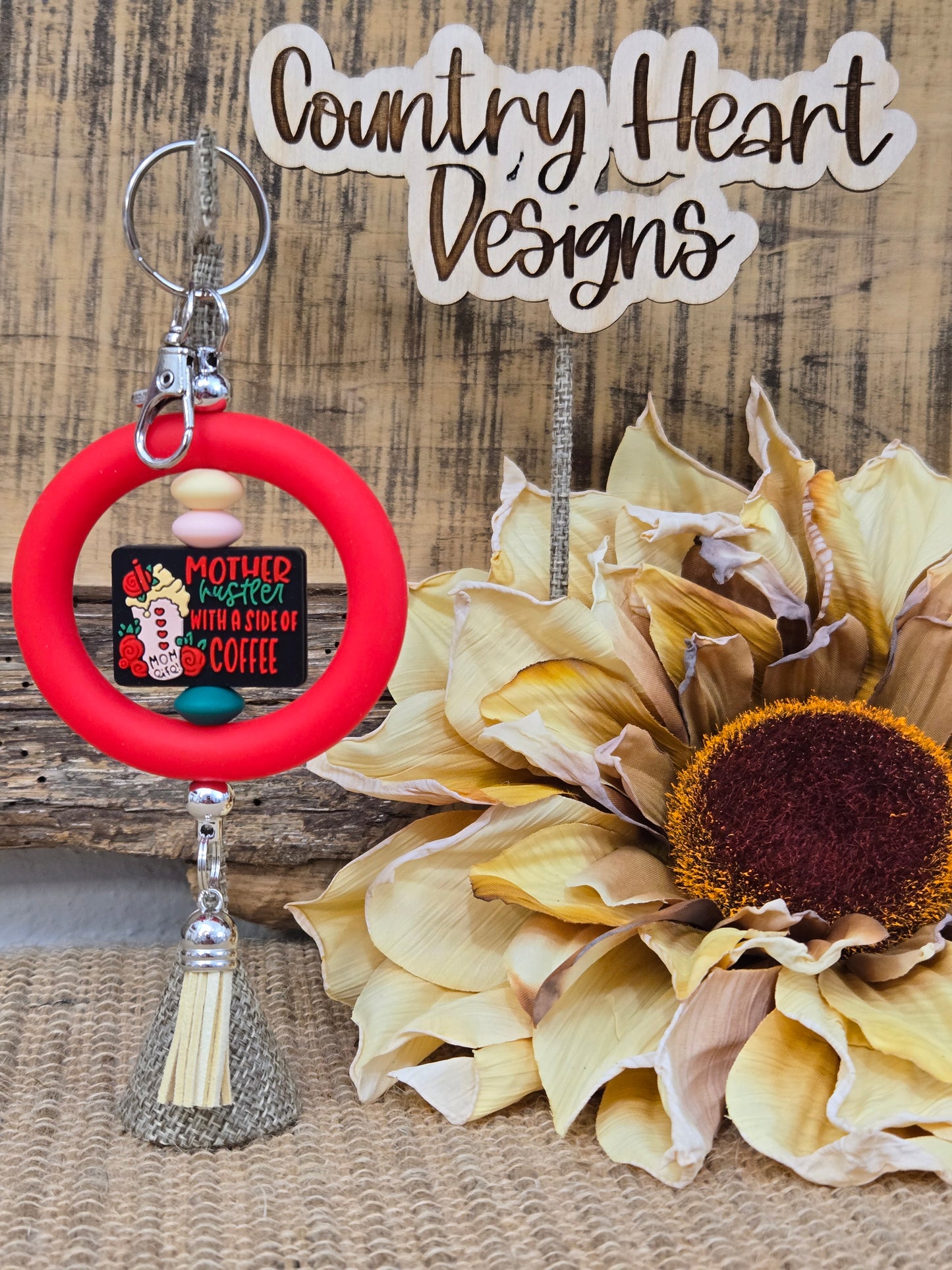#217 Mother Hustler Double Hoop Keychain **πΆπππ 1 ππ πΊππππ**