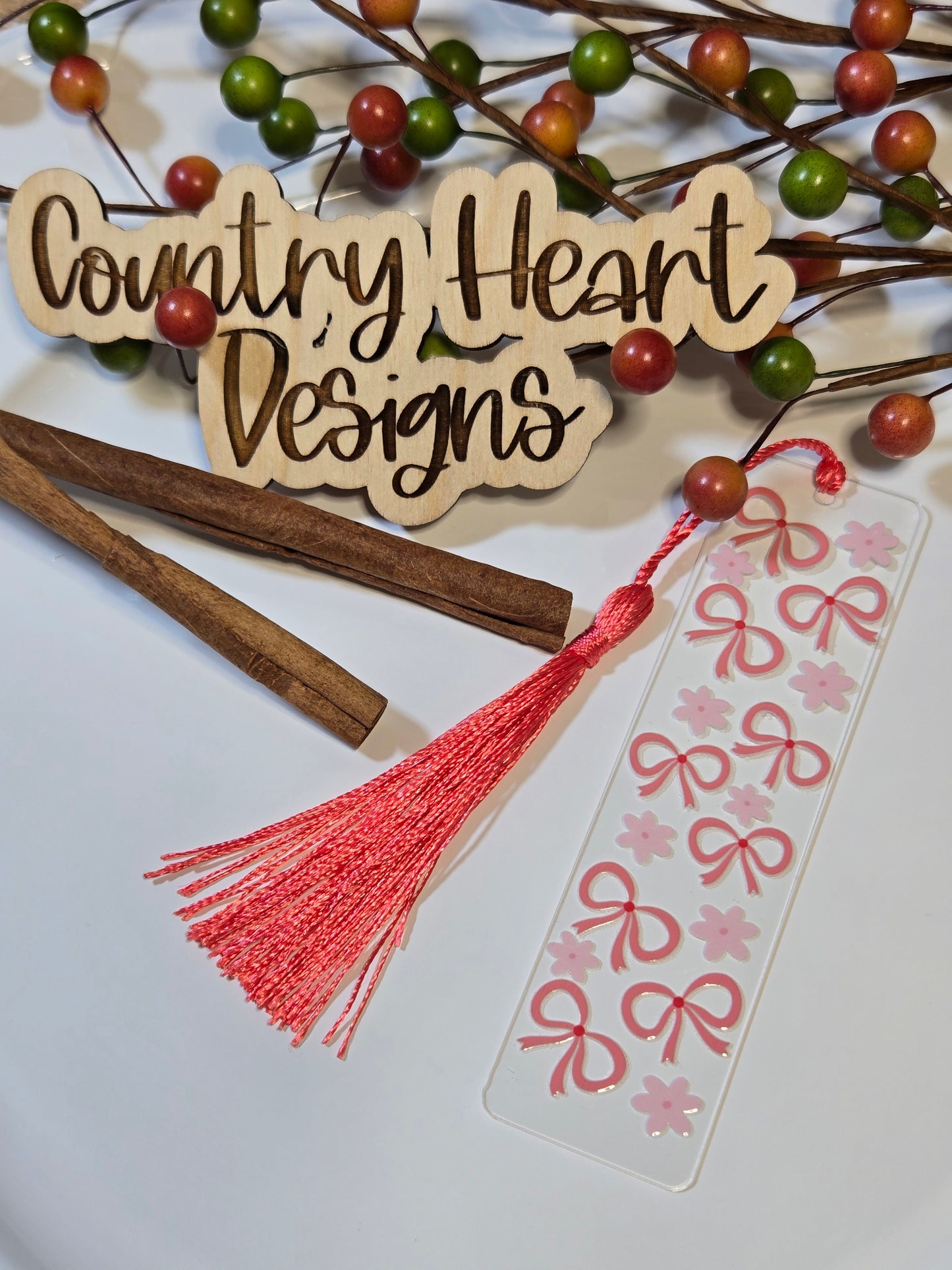 #384 Bows & Pink Flowers Bookmark **πΆπππ 1 ππ πΊππππ**