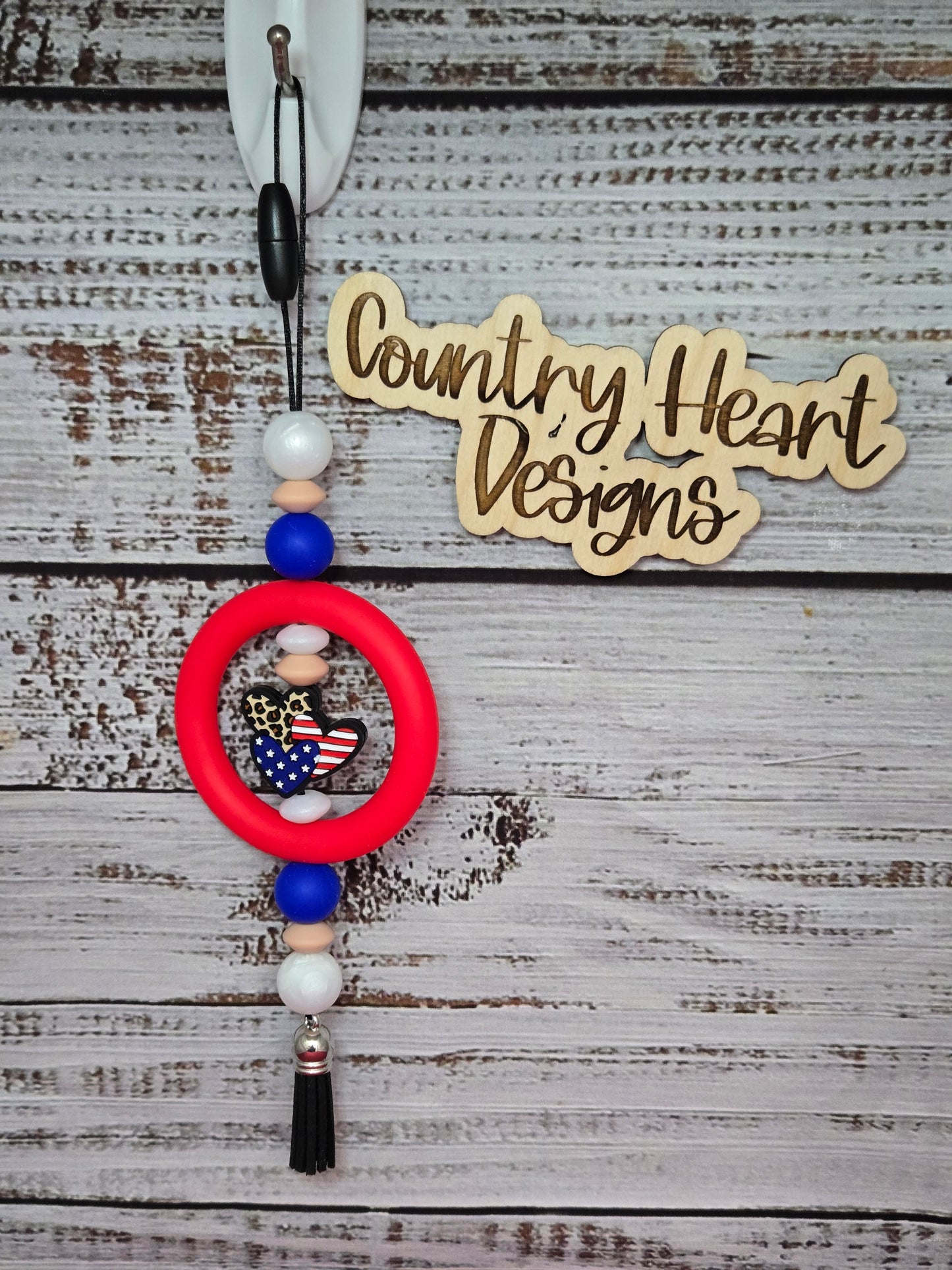 #497 Patriotic Hearts Car Charm **πΆπππ 1 ππ πΊππππ**