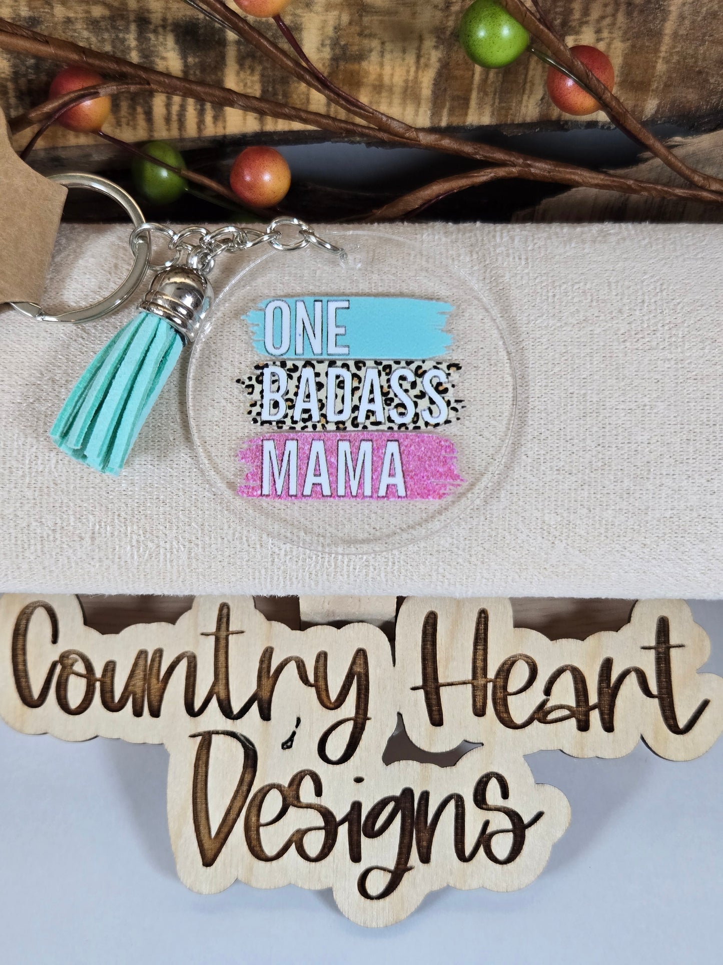 #824 One Badass Mama Keychain **πΆπππ 1 ππ πΊππππ**