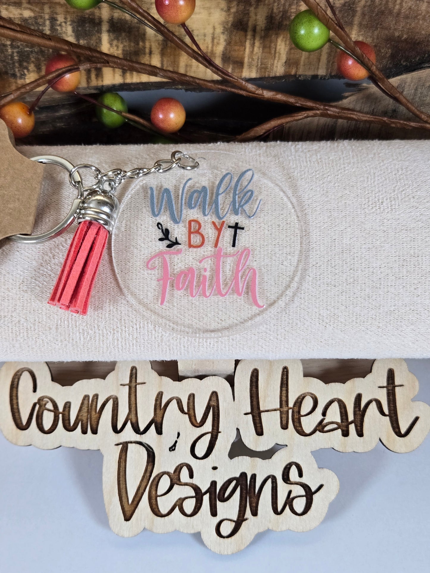 #845 Walk by Faith Keychain **πΆπππ 1 ππ πΊππππ**