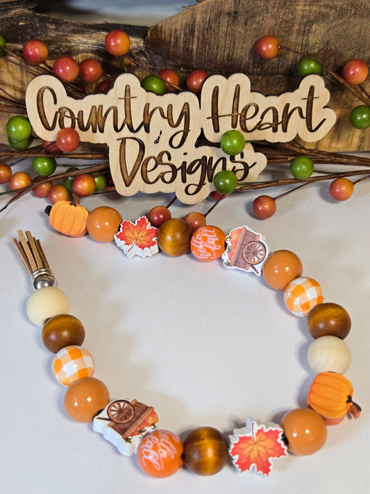 #034 Hello Fall Wooded Beaded Garland