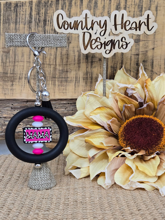 #228 Mama Cowprint Keychain  **𝑶𝒏𝒍𝒚 1 𝒊𝒏 𝑺𝒕𝒐𝒄𝒌**