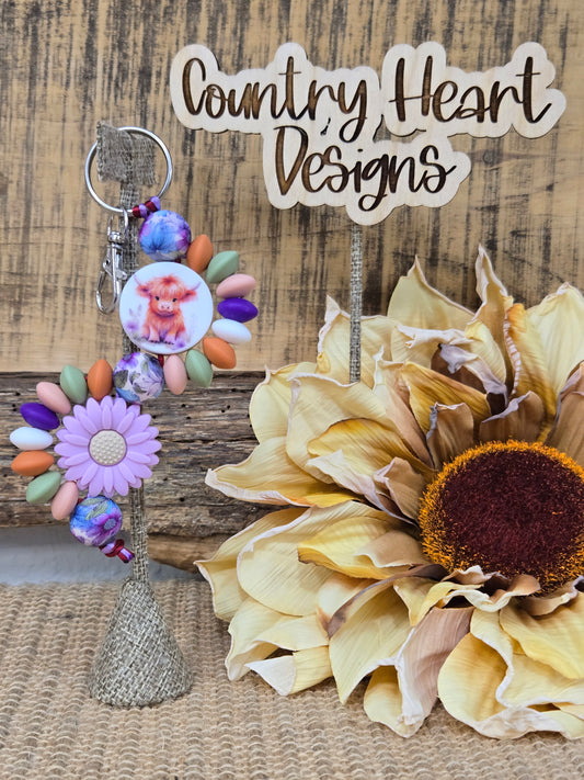 #258 Highland Flowers Double Wave Keychain  **𝑶𝒏𝒍𝒚 1 𝒊𝒏 𝑺𝒕𝒐𝒄𝒌**