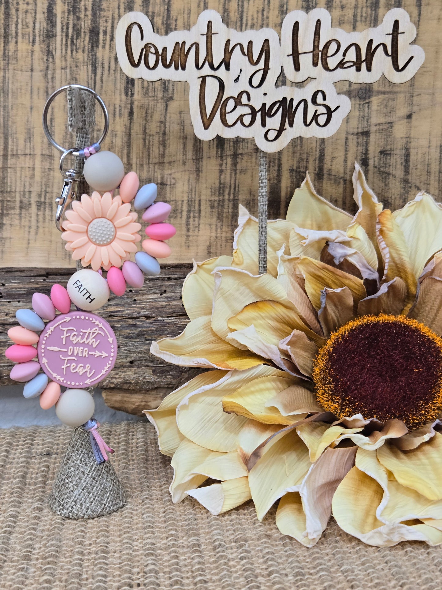 #271 Faith Double Wave Keychain  **𝑶𝒏𝒍𝒚 1 𝒊𝒏 𝑺𝒕𝒐𝒄𝒌**