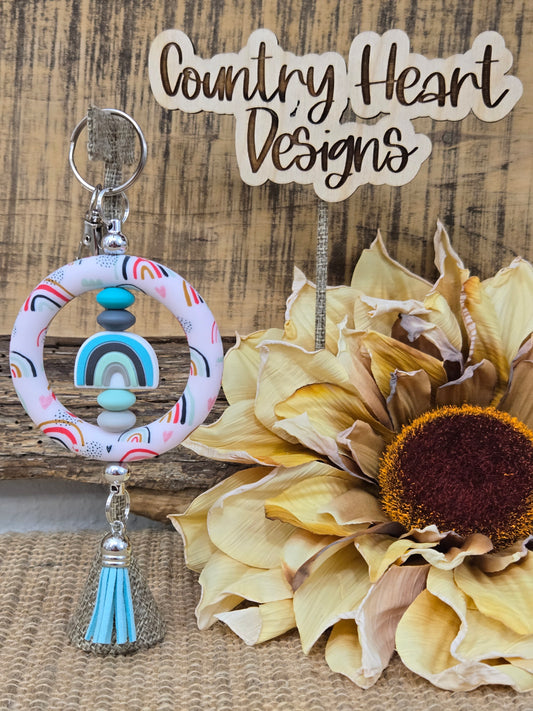 #274 Rainbows Double Hoop Keychain  **𝑶𝒏𝒍𝒚 1 𝒊𝒏 𝑺𝒕𝒐𝒄𝒌**