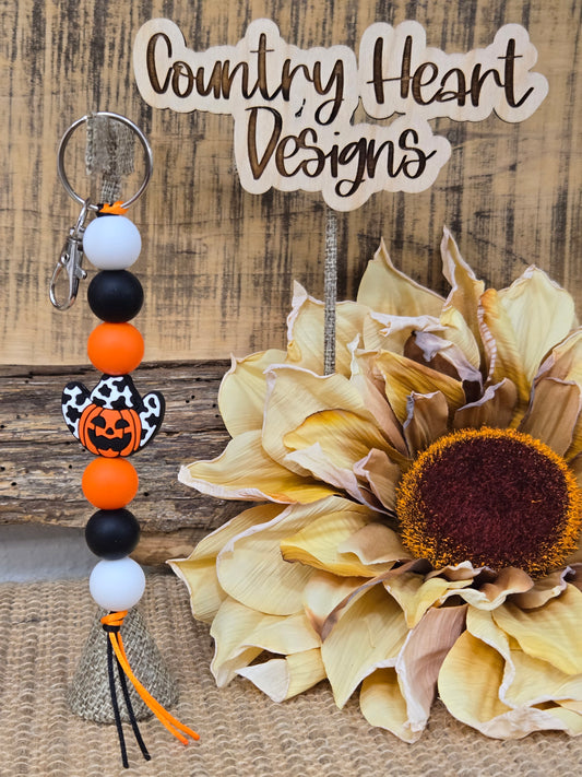 #279 Cowboy Pumpkin Keychain