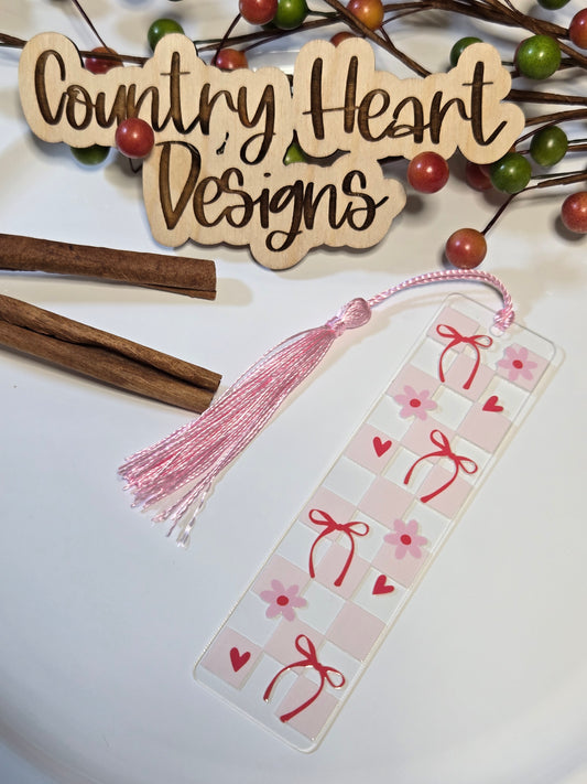 #314 Checkered Bow Bookmark  **𝑶𝒏𝒍𝒚 1 𝒊𝒏 𝑺𝒕𝒐𝒄𝒌**