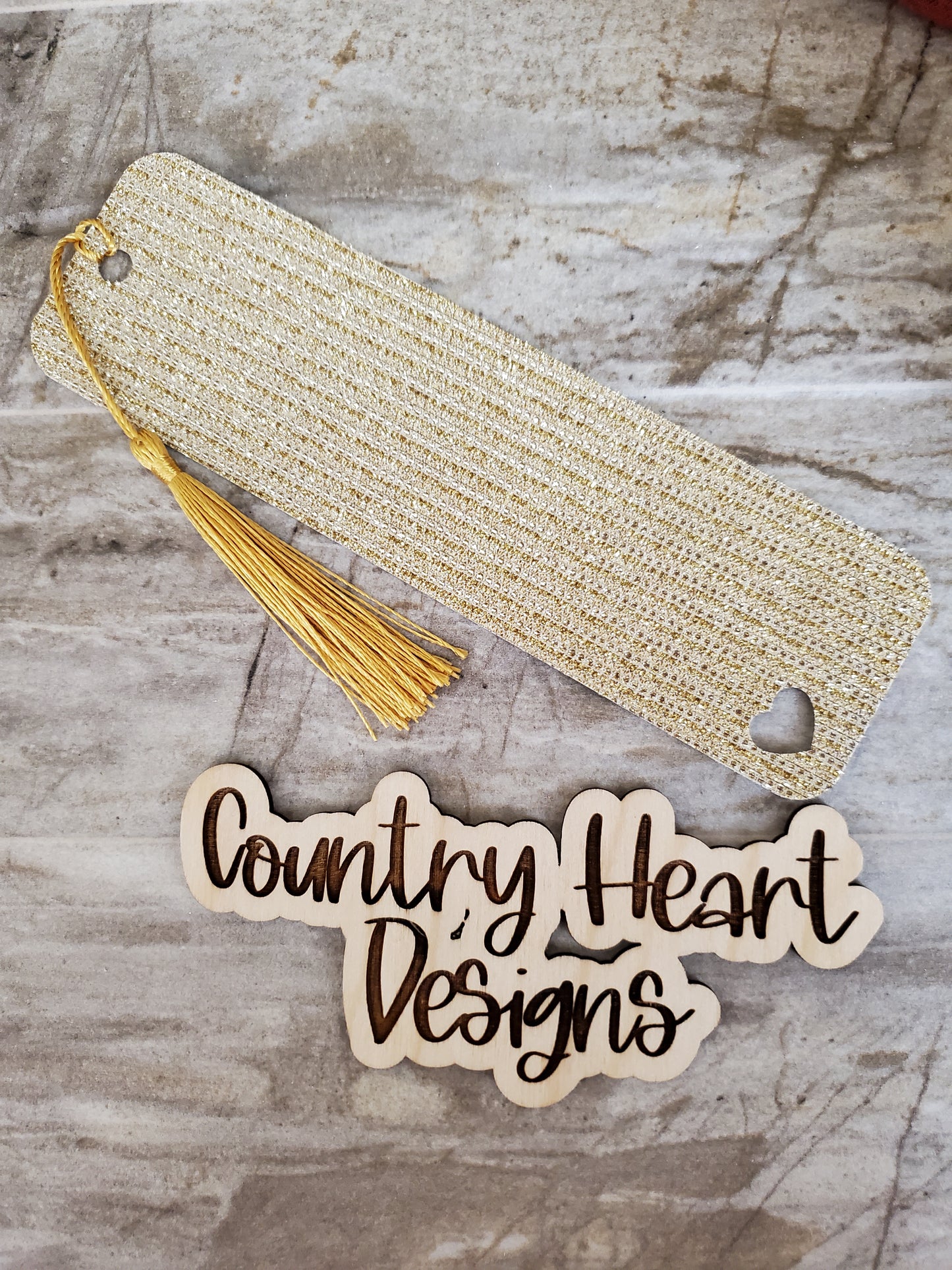 #337 Gold Glitter Hearted Bookmark