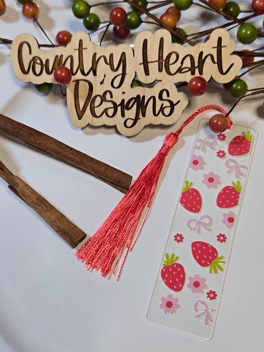 #371 Strawberries & Bows Bookmark  **𝑶𝒏𝒍𝒚 1 𝒊𝒏 𝑺𝒕𝒐𝒄𝒌**