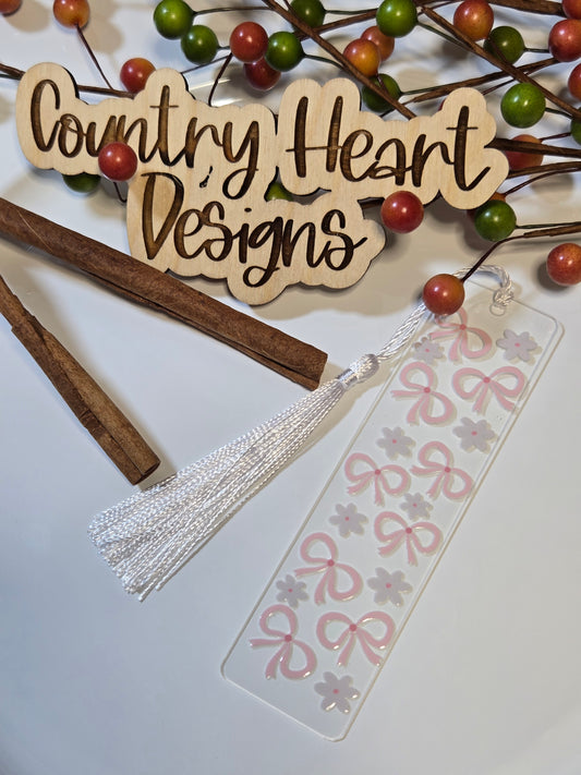 #387 Bows & White Flowers Bookmark  **𝑶𝒏𝒍𝒚 1 𝒊𝒏 𝑺𝒕𝒐𝒄𝒌**