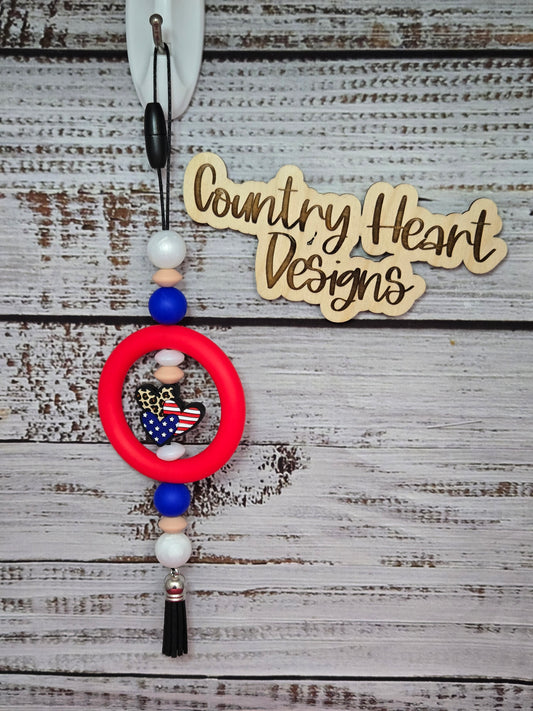 #497 Patriotic Hearts Car Charm  **𝑶𝒏𝒍𝒚 1 𝒊𝒏 𝑺𝒕𝒐𝒄𝒌**