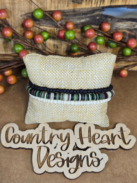 #625 Camo Heishi Bracelets set of 3