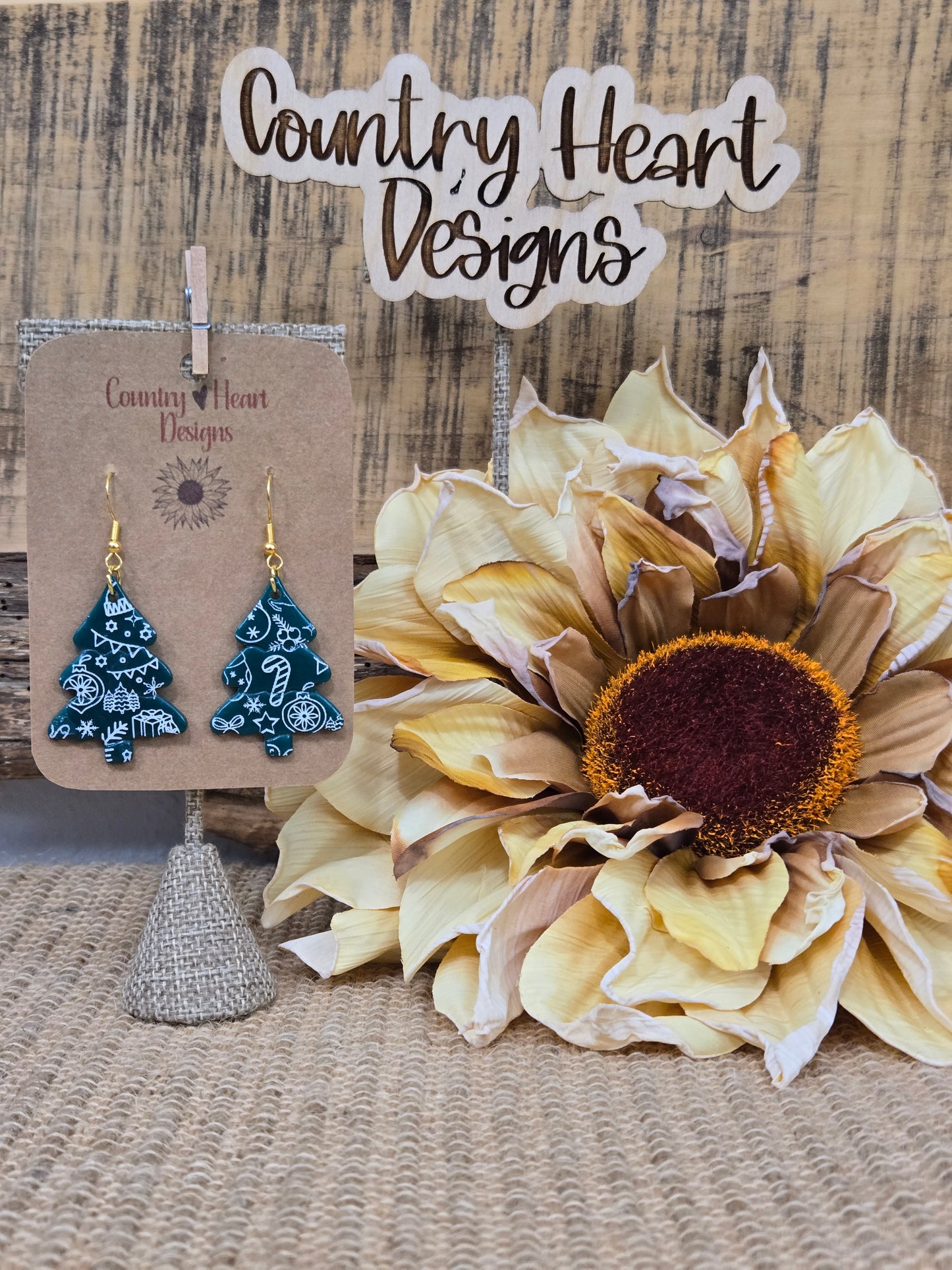 #754 Christmas Trees-Printed Earrings