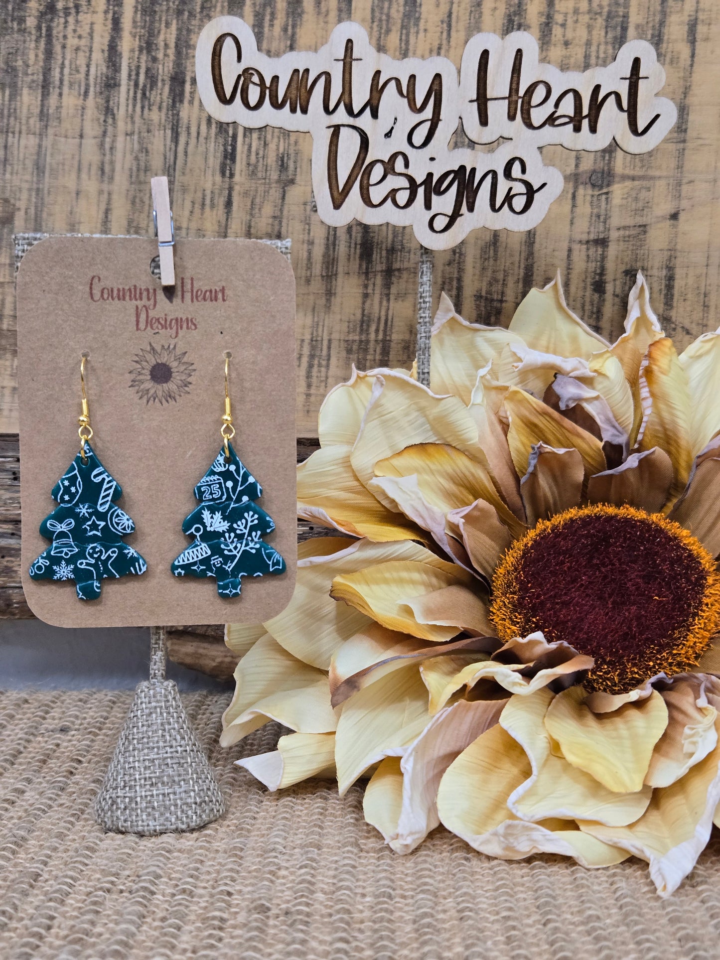 #754 Christmas Trees-Printed Earrings