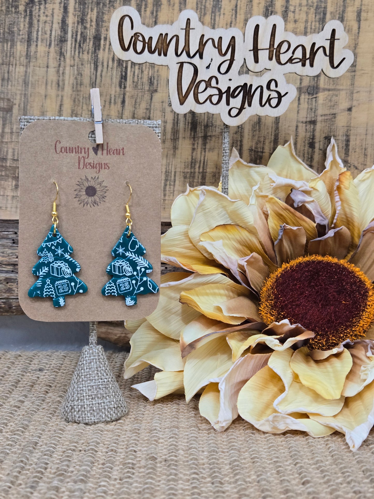 #754 Christmas Trees-Printed Earrings