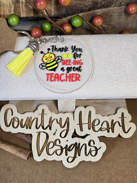#852 Thank You for Bee-ing a Great Teacher Keychain  **𝑶𝒏𝒍𝒚 1 𝒊𝒏 𝑺𝒕𝒐𝒄𝒌**