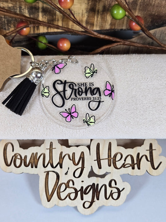 #871 She is Strong Keychain **𝑶𝒏𝒍𝒚 1 𝒊𝒏 𝑺𝒕𝒐𝒄𝒌**