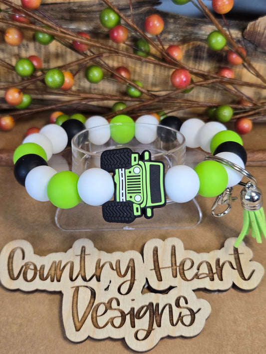 #913 Lime Green Jeep Wristlet