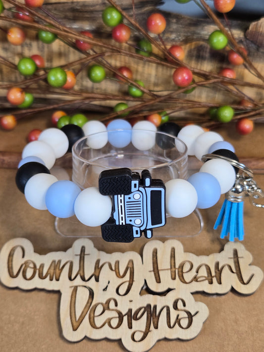 #922 Light Blue Jeep Wristlet
